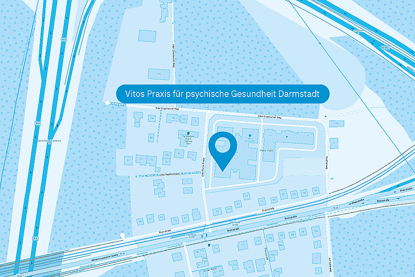 Lageplan Vitos Praxis für psychische Gesundheit Darmstadt